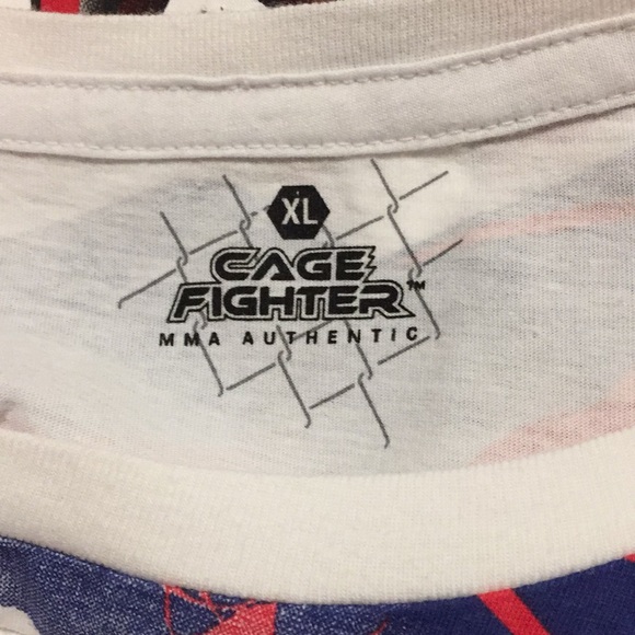 Cage Fight Mens XL White Red T-Shirt Short Sleeve - Picture 3 of 4